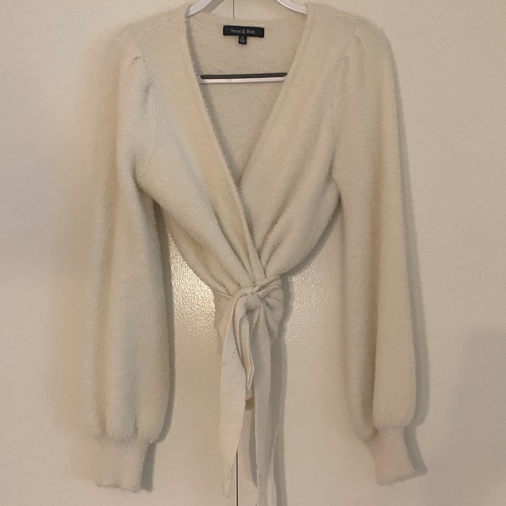 Ivory whisper wrap sweater